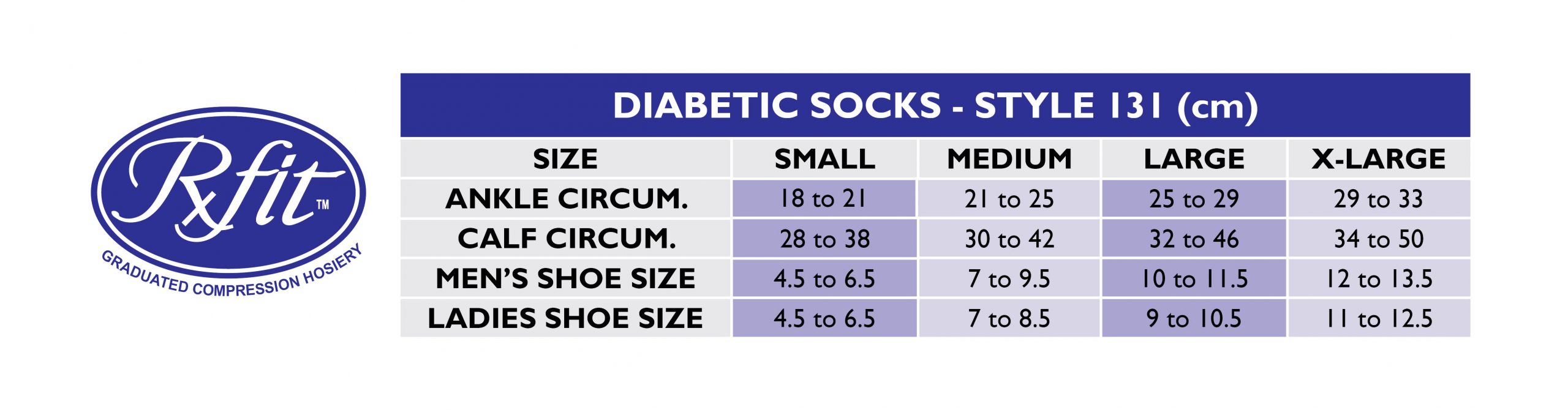 RxFit Diabetic 131 Sizing